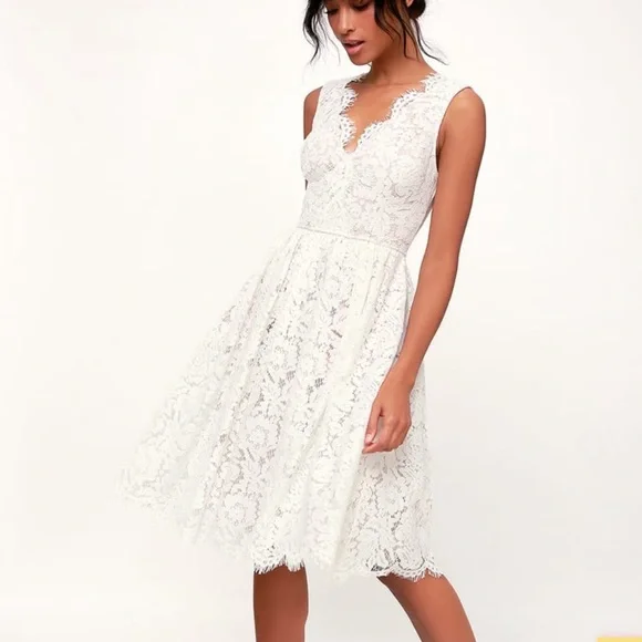 Lulus | Dresses | Lulu White Bridal Skater Dress | Poshmark